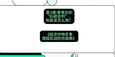 第3节：【核武药剂】爱恨交织的&ldquo;石硫合剂&rdquo;，到底该怎么用？，课程：《经济作物冬季清园&middot;实战防坑指南》#识农AI