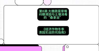 第8节：【大棚蔬菜草莓】闷棚清园与土壤消毒的&ldquo;桑拿浴&rdquo;，课程：《经济作物冬季清园&middot;实战防坑指南》#识农AI