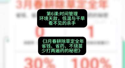 第6节：时间管理环境天敌，低温与干旱&mdash;&mdash;看不见的杀手，课程：《3月春耕除草定全年：省钱、省药、不烧苗、少打两遍药的秘密》